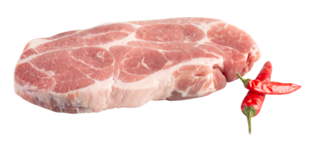 Pieces of fresh pork with fat inserted cut out isolated transparent background png