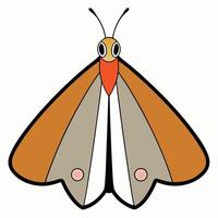 A cartoon moth with orange and white wings vector