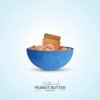 National Peanut Butter Day Illustration on 24 January with Jar of Peanuts Butters for Poster or Banner in Flat Cartoon Background Design vector