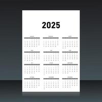 2025 year French calendar in French language. Classical, minimalistic, simple design. White background. vector