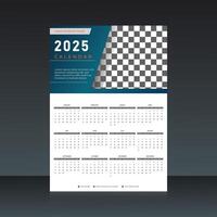 Annual calendar template for 2025 year. vector