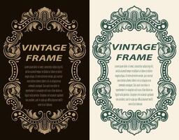 vintage Baroque scroll design frame engraving acanthus floral border pattern element retro style filigree vector