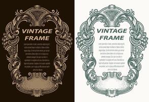 Vintage Baroque scroll design frame engraving floral border pattern element retro style - EPS 10 vector