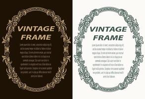 Oval vintage frame, decorative border engraving, Victorian and baroque style design. Elegant royal style frame shape with swirls, filigree, floral. For label, tag and invitation vector