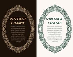 Oval vintage frame, decorative border engraving, Victorian and baroque style design. Elegant royal style frame shape with swirls, filigree, floral. For label, tag and invitation vector