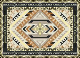 yellow carpet floor mat geometric pattern Persian carpet vector
