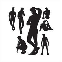 Man poses Style silhouette white background vector