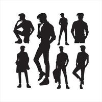 Man poses Style silhouette on white background vector