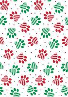 Seamless Paw Print Christmas Pattern vector