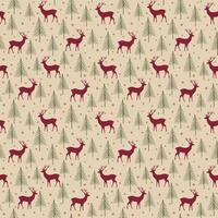 Seamless Christmas Tree With Deer On Natural Background vector
