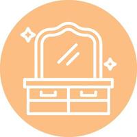 Dressing Table Line Circle Filled Icon vector