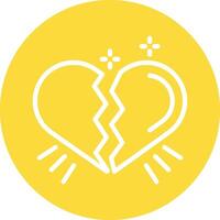 Broken Heart Line Circle Filled Icon vector