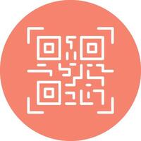 Scan QR Code Line Circle Background Icon vector
