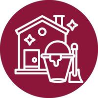 Clean House Line Circle Filled Icon vector