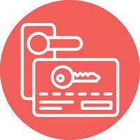 Card Key Line Circle Filled Icon vector