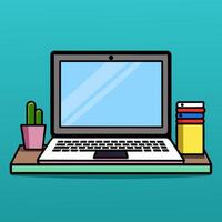 Computer laptop with blank empty screen vector