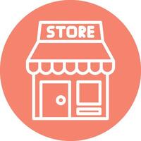 Store Front Line Circle Filled Icon vector