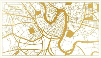 Verona Italy City Map in golden Colors in Retro Style. Outline Map. vector