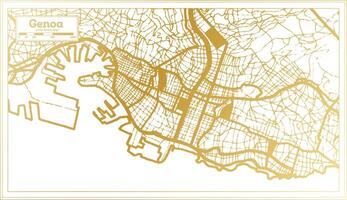 Genoa Italy City Map in golden Colors in Retro Style. Outline Map. vector