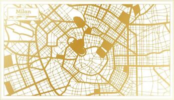 Milan Italy City Map in golden Colors in Retro Style. Outline Map. vector