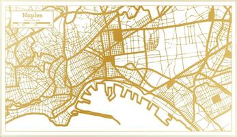 Naples Italy City Map in golden Colors in Retro Style. Outline Map. vector