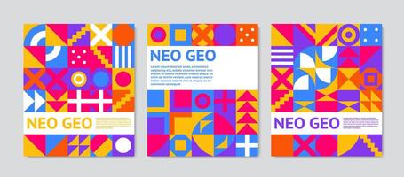 Neo geo posters. Modern abstract background with geometric shapes. Geometry grid. vector