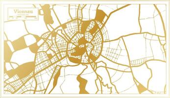 Vicenza Italy City Map in golden Colors in Retro Style. Outline Map. vector