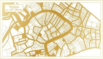 Venice Italy City Map in golden Colors in Retro Style. Outline Map. vector