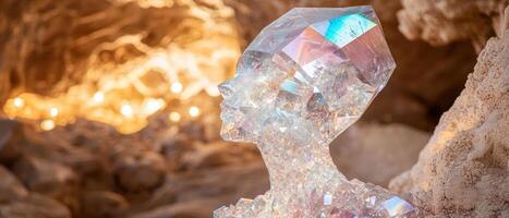 Sparkling crystal quartz cluster in natural setting photo