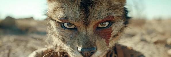 Fierce wolf with piercing eyes in the wilderness photo