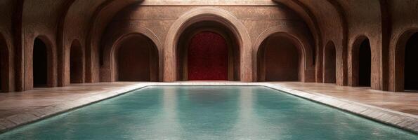 Ornate indoor pool in ancient architecture photo