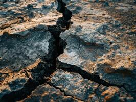 Cracked rocky surface with contrasting textures photo