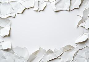 crumpled white paper background with copy space photo