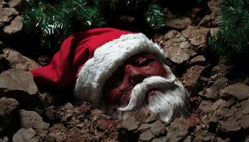 Santa Claus figure in the snow photo