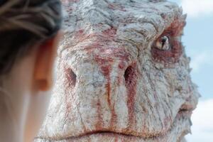 Close up of a rough, scaly reptile face photo
