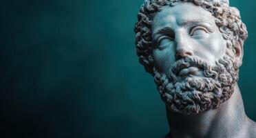 Weathered ancient statue head photo