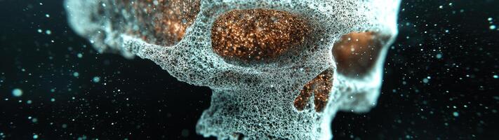 Sparkling golden particles in a crystalline structure photo