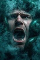Terrifying creature emerging from the depths photo