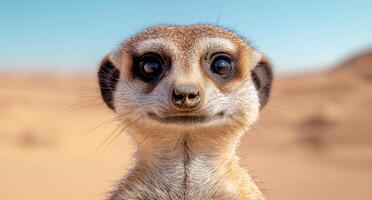 close up portrait of a curious meerkat photo