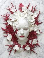 Floral portrait on marble background photo