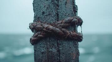 Weathered tree trunk with tangled roots photo