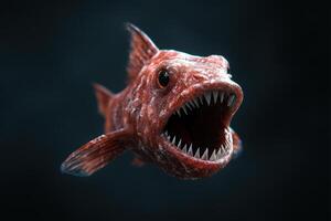 Ferocious deep sea fish with sharp teeth photo