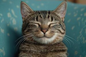 Closeup of a sleeping tabby cat photo