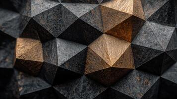 abstract geometric pattern with dark and metallic tones photo