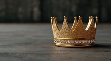 golden crown with diamonds on dark background photo