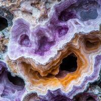 Vibrant geode cross section with intricate patterns photo