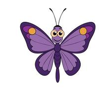A purple butterfly with eyes and a smile vector