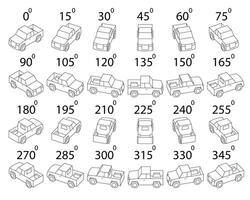 A set of 24 pickups from different angles. vector