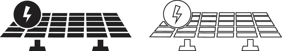 Solar system plates icon set. The main solar panel types flat and line of monocrystalline polycrystalline and thin film solar energy panel with Sun collection isolated vector