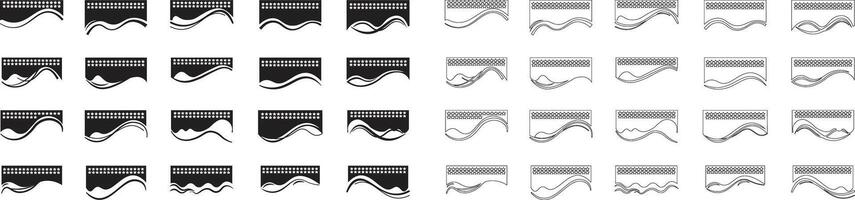 Collection of dividers shape templates icon set. Modern separator header for banner app poster website and app. Curve lines flat wave of abstract design element for top and bottom page vector